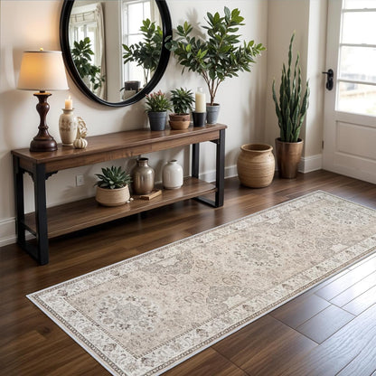 2x6 Hallway Washable Runner Rug : Vintage Soft Kitchen Laundry Runner with Non Slip Backing Farmhouse Entryway Living Room Floor Mat Stain Resistant
