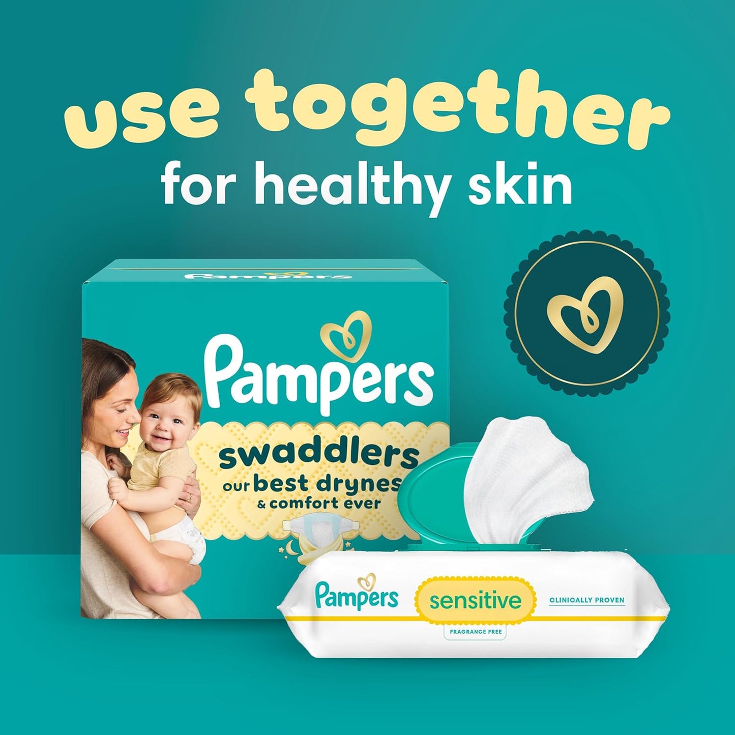 Pampers Swaddlers Diapers, Size 4 (15-34 lbs), 150 Count, Absorbent, Keeps Baby Dry and