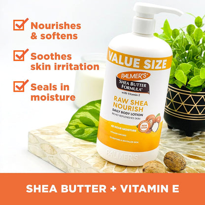 Palmer's Shea Formula Raw Shea Body Lotion for Dry Skin, Hand & Body Moisturizer, Value Size Pump Bottle, 33.8 Ounces