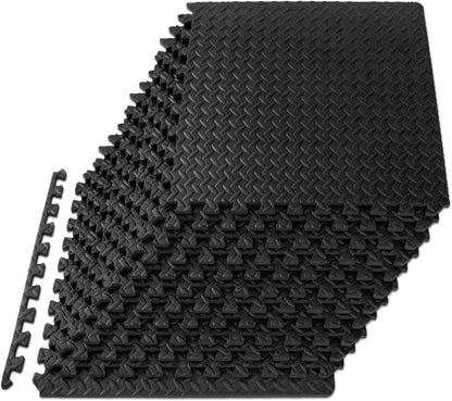 ProsourceFit Puzzle Exercise Mat in, EVA Interlocking Foam Floor Tiles for Home Gym, Water-Resistant Mats Workout Equipment, Floor Padding for