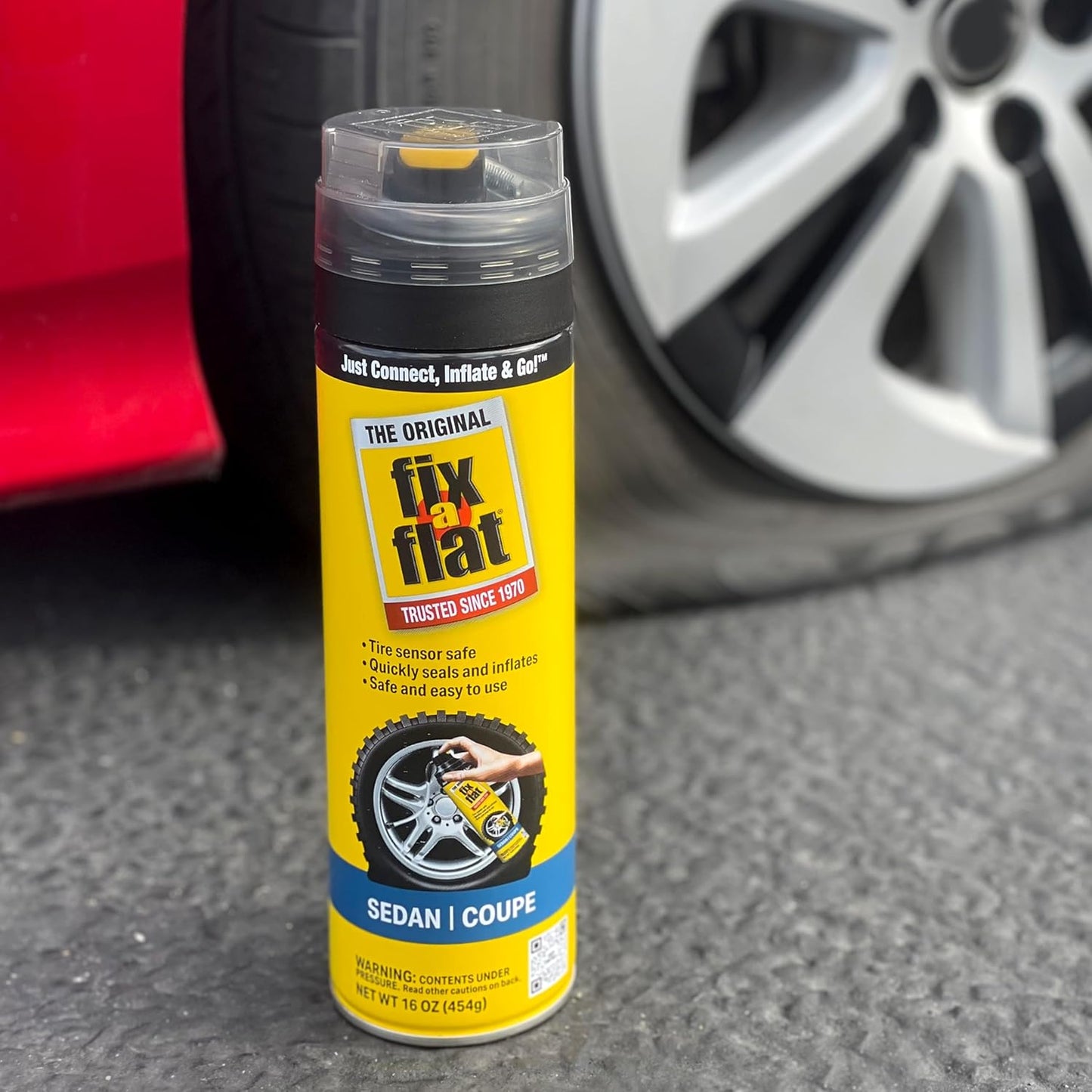 Fix-A-Flat S60420 Aerosol Emergency Flat Tire Repair and Inflator, for Standard Tires, Eco-Friendly Formula, Universal Fit for All Cars, 16 oz.