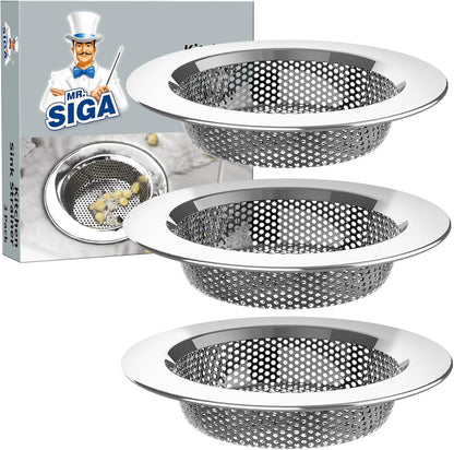 MR.SIGA Kitchen Sink Strainer, Stainless Steel Sink Drain Strainer, Dishwasher Safe, Outer Diameter 4.4 inch/11.2cm, Inner Diameter 3