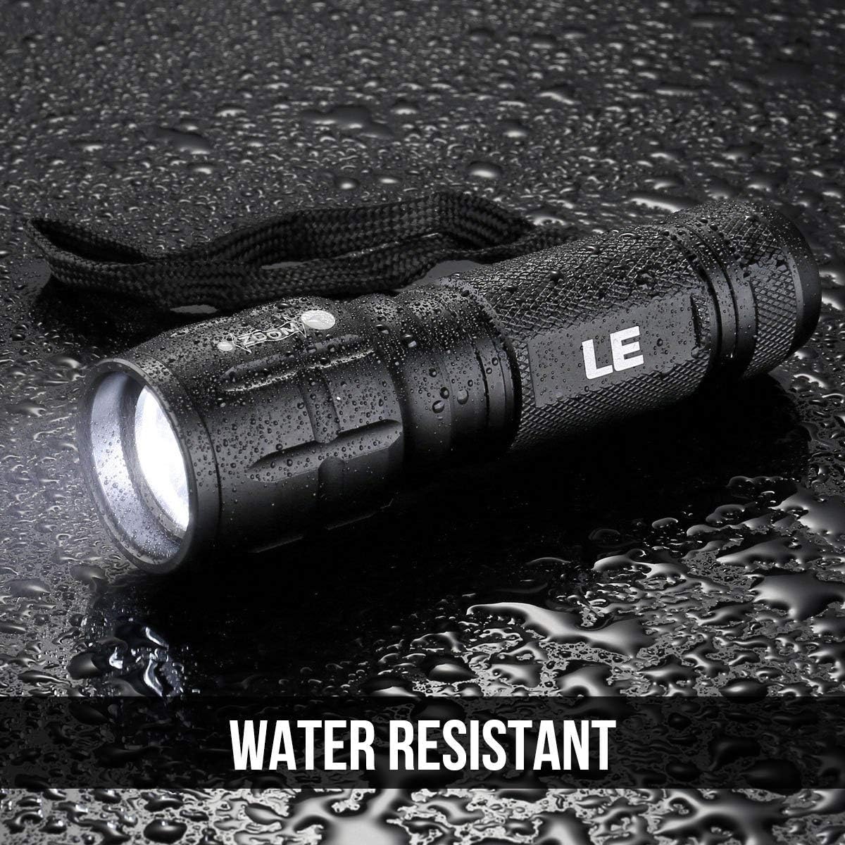 Lighting EVER LED Flashlights High Lumens, Small Flashlight, Waterproof, Adjustable Focus Flash Light for Outdoor, Emergency, AAA Batteries