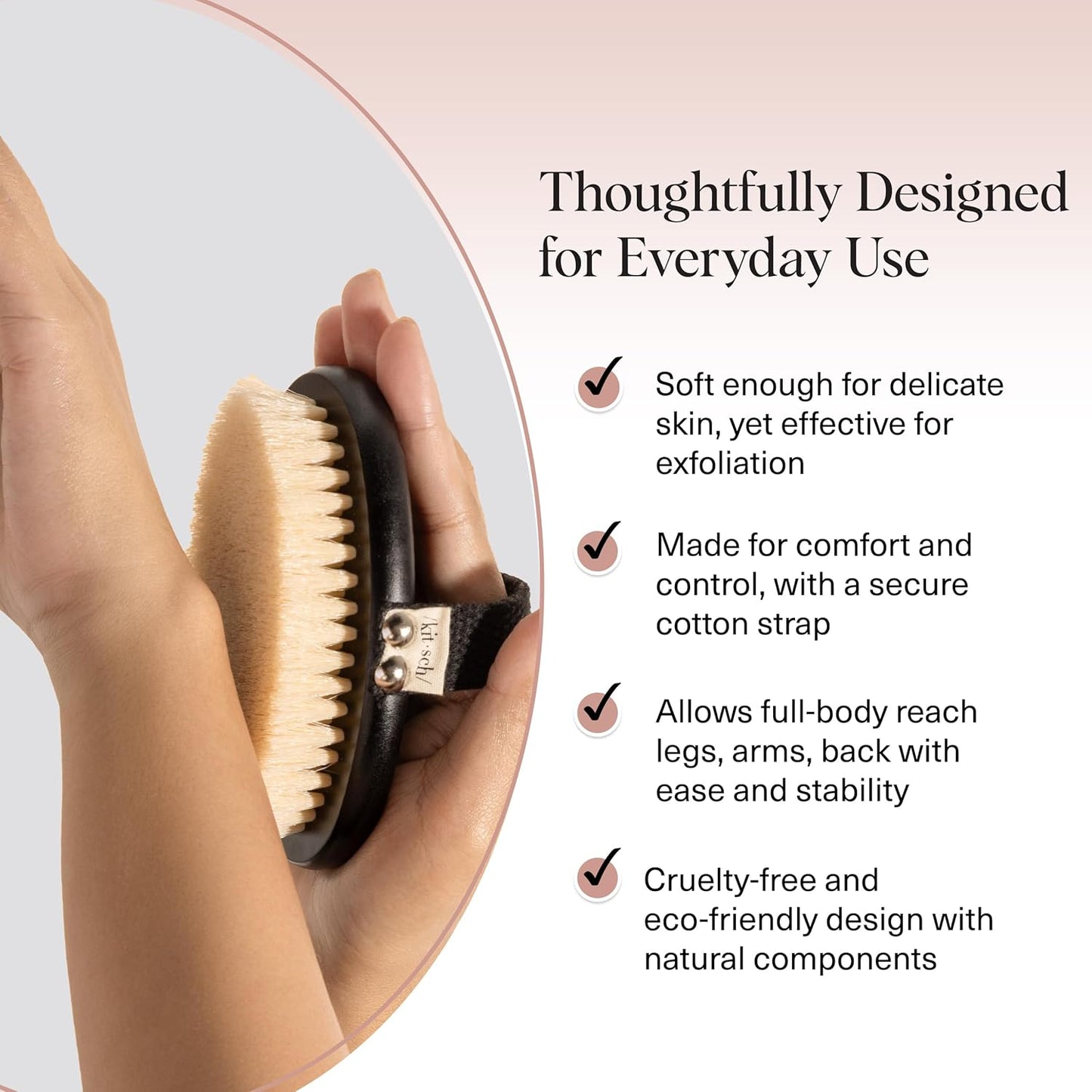 Kitsch Dry Brushing Body Brush for Lymphatic Drainage- Soft Bristles Shower Brush - Dry Brush to Remove Dry Skin and Improves Blood