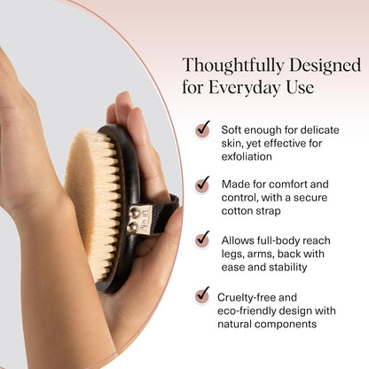 Kitsch Dry Brushing Body Brush for Lymphatic Drainage- Soft Bristles Shower Brush - Dry Brush to Remove Dry Skin and Improves Blood