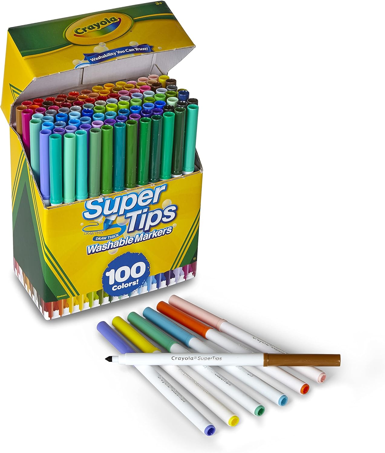 Crayola Super Tips Marker Set (100ct), Fine Point Washable Markers, Drawing Markers for Kids & Adults, Create Thick & Thin Lines, Art