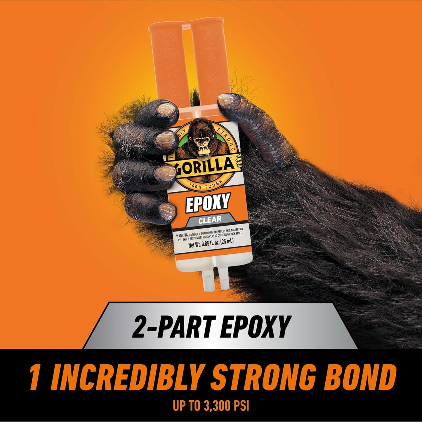 Gorilla 2 Part Epoxy, Clear Epoxy, 0.85 Ounce Syringe - 5 Minute Set, Incredibly Strong Bonding