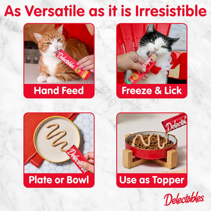 Delectables Squeeze Up Variety Pack, Creamy Squeezable Puree, Lickable Wet Cat Treats, Grain Free, No Added Fillers, No
