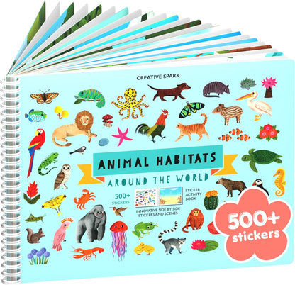 Animals Habitat 500+ Kids Sticker Book by Cupkin Toddler Airplane Travel Activity Coloring and Sticker Book, Road Trip