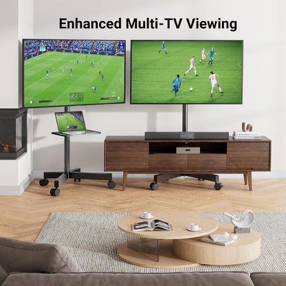 PERLESMITH Rolling TV Stand, Mobile TV Stand for 23-60 Inch LCD LED TVs, Tilt TV Stand Wheels Holds up to