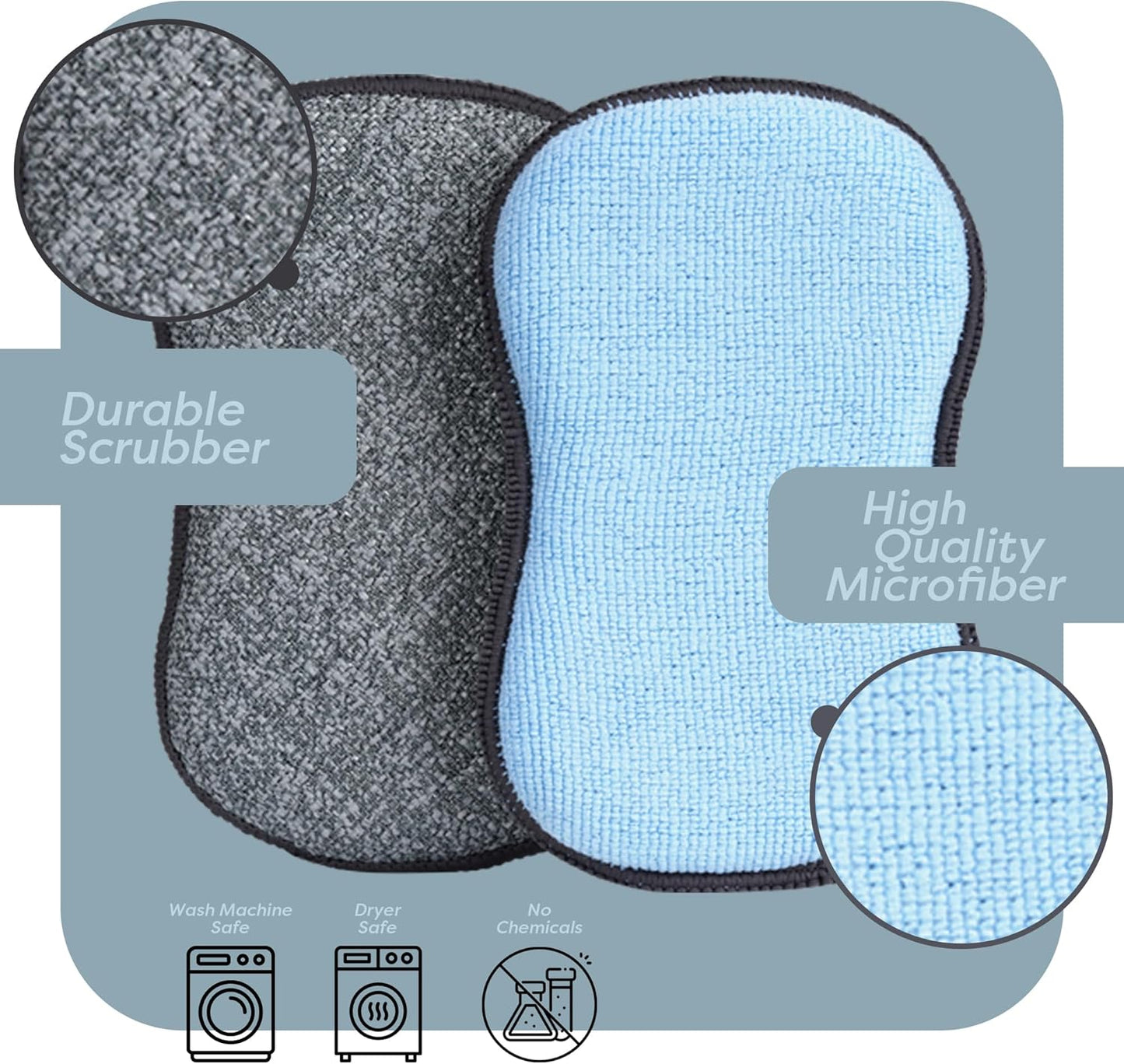 Multi-Purpose Sponges Kitchen by Scrub-it - Non-Scratch Microfiber sponges for