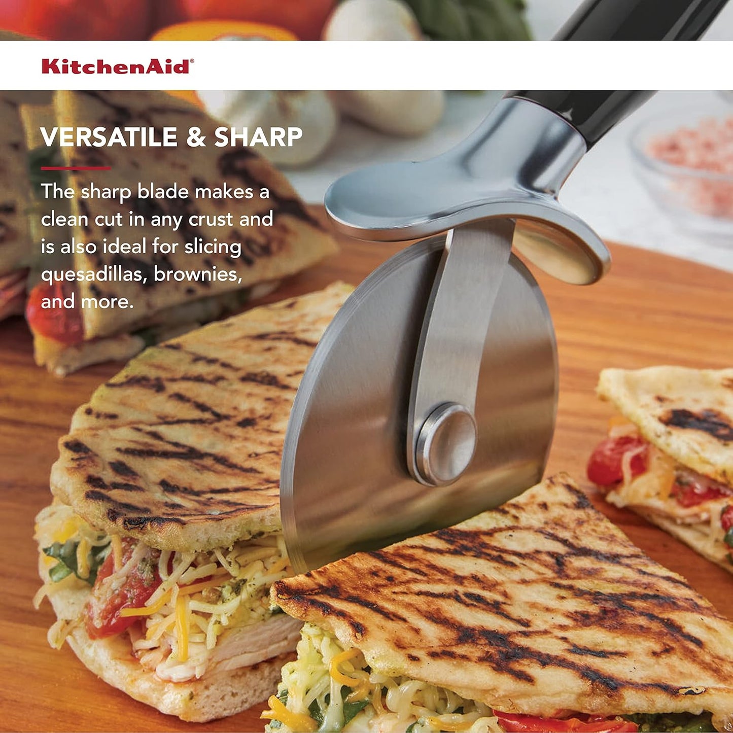 KitchenAid Classic Pizza Wheel with Sharp Blade For Cutting Through Crusts, Pies and