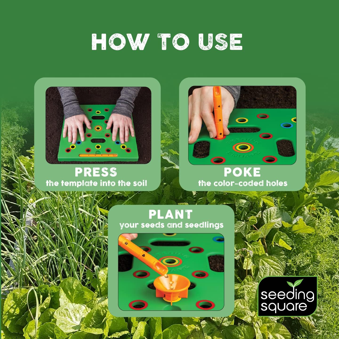 Seeding Square - Patented Seed and Seedling Spacer Tool for Bigger