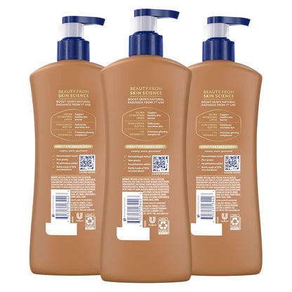 Vaseline Intensive Care Body Lotion Cocoa Radiant 3 count for Dry Skin Lotion Made with Ultra-Hydrating Lipids and Pure Cocoa Butter for a