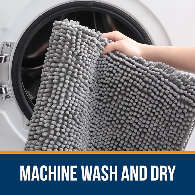 OLANLY Bathroom Rugs 30x20, Extra Soft Absorbent Chenille Bath Rugs, Rubber Backing Quick Dry, Machine Washable Bath Mats for Bathroom