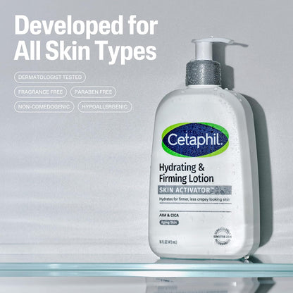 Cetaphil Skin Activator Hydrating & Firming Body Lotion 16oz, Mandelic Acid (AHA) and Centella Asiatica (CICA) Body