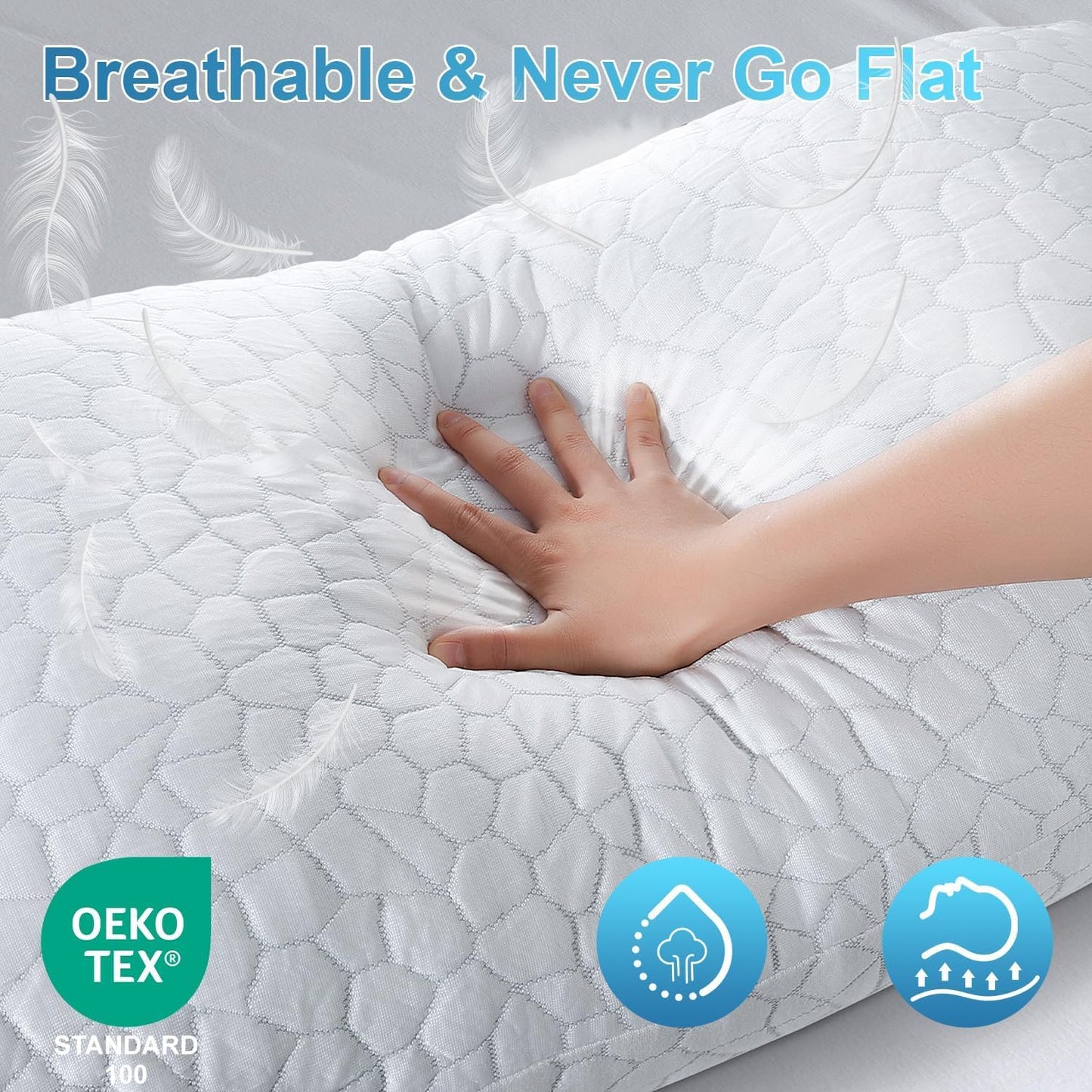 QUTOOL Cooling Pillow for Sleeping, CertiPUR-US Shredded Memory Foam Queen Pillows Set of