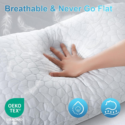QUTOOL Cooling Pillow for Sleeping, CertiPUR-US Shredded Memory Foam Queen Pillows Set of