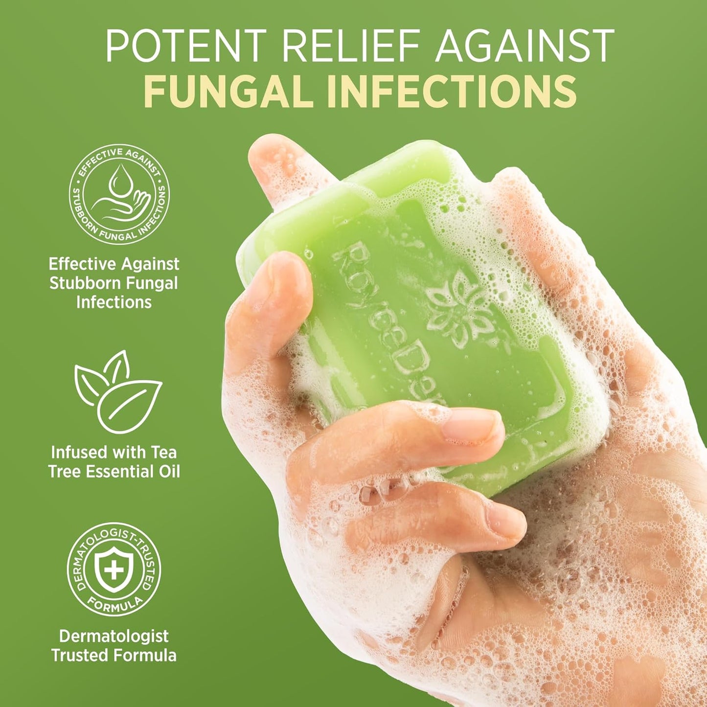 Roycederm Antifungal Bar Soap - Tea tree Oil Soap - Athletes Foot Treatment for Jock Itch & Ringworm - Medicated Antifungal Soap with Clotrimazole 1%