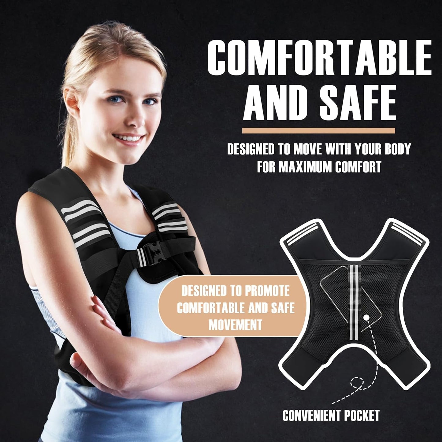 NATURELUX Weighted Vest Men or Women - 5/10/15/20/25/30lbs Weights with Reflective