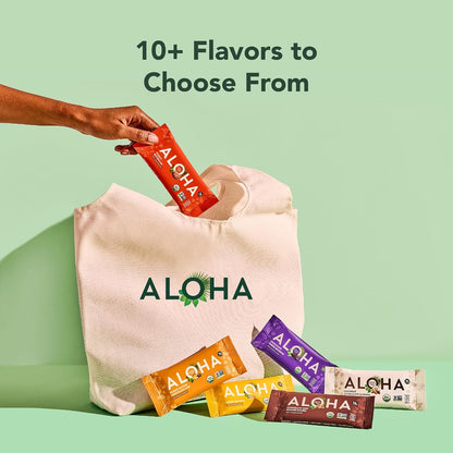 ALOHA Organic Plant Based Protein Bars |Peanut Butter Chocolate Chip, 1.98 Oz (2), Vegan, Low Sugar, Gluten Free, Paleo, Low Carb