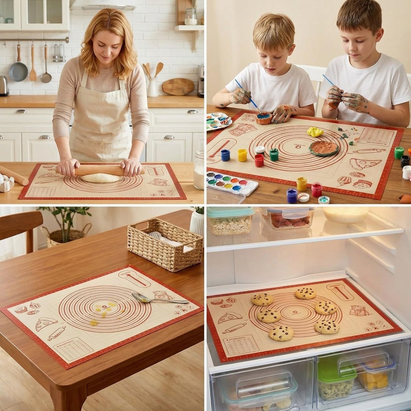 Silicone Baking Pastry Dough Mat - 28x20Inch Extra Large Cookie Bread Rolling Mats Sheet, Nonstick Kitchen Counter Kneading