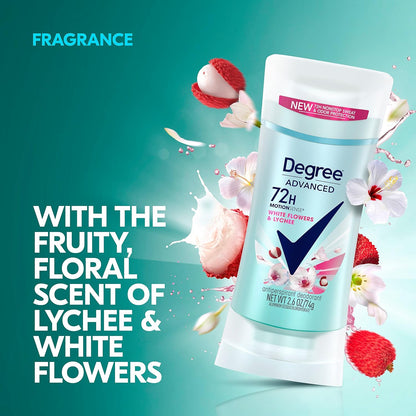 Degree Advanced Protection Antiperspirant Deodorant White Flowers & Lychee for 72-Hour Sweat & Odor Control for