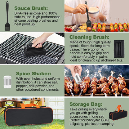 35PCS Griddle Accessories Kit, Flat Top Grill Accessories Set for Blackstone and Camp Chef, Grill Spatula Set with Enlarged Spatulas, Basting