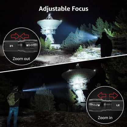 Lighting EVER LED Flashlights High Lumens, Small Flashlight, Waterproof, Adjustable Focus Flash Light for Outdoor, Emergency, AAA Batteries