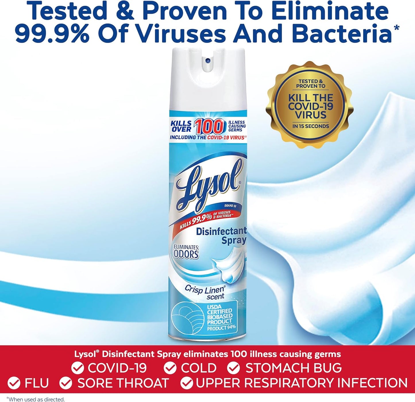 Lysol Bundle containing x2 Lysol Disinfectant Spray for Hard and Soft Surfaces, Crisp Linen, 19 Fl. Oz + Lysol Air Sanitizer