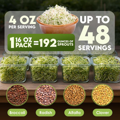 Nature Jims Sprouts Organic Salad Mix Non-GMO Microgreen Seeds, Perfect for Growing Nutritious Organic Broccoli