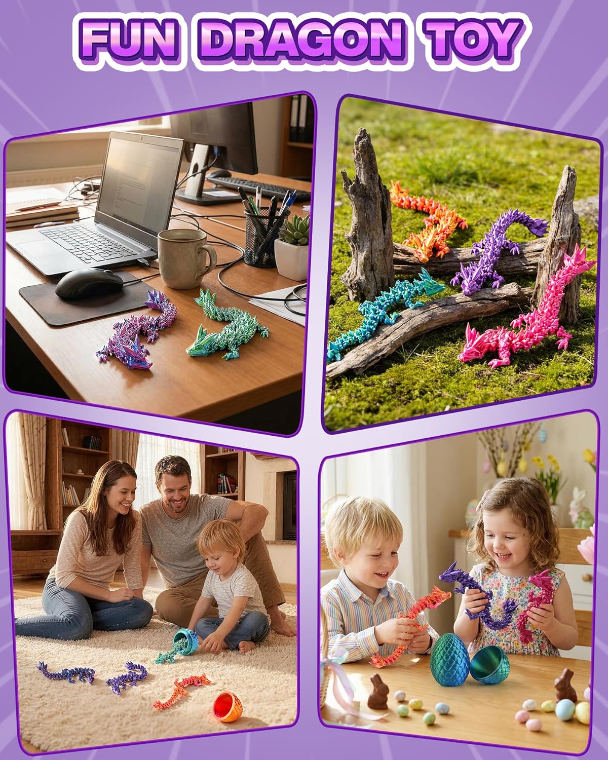 12PACK 3D Printed Dragon Eggs, Easter Basket Stuffers for Children and Teens, Unique Easter Toys & Gifts for