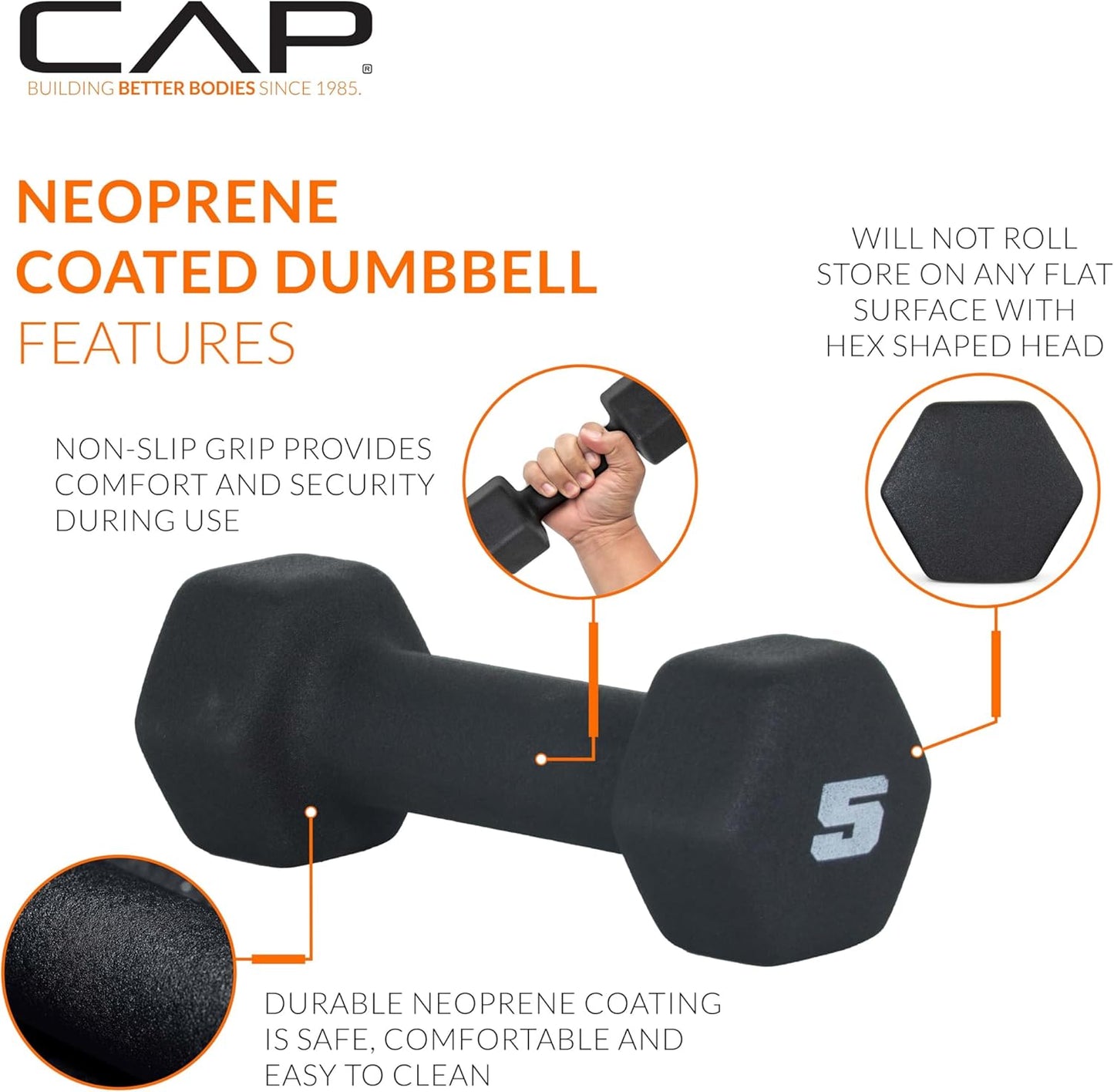 CAP Barbell Neoprene Dumbbell Weights Pairs & Sets, Multiple Colors