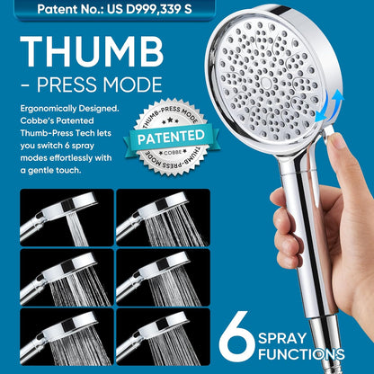 Cobbe Filtered Shower Head with Handheld, High Pressure 6 Spray Mode Showerhead with