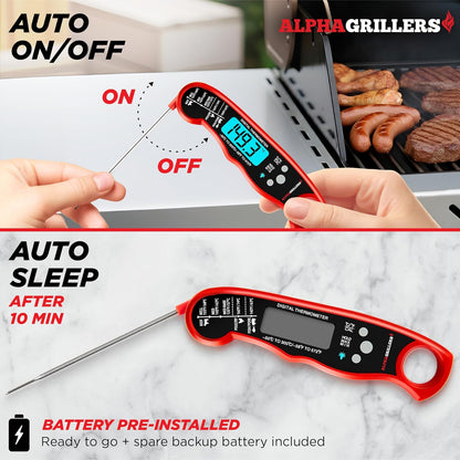 Alpha Grillers Meat Thermometer Digital Instant Read Food Thermometer for Cooking & Grilling Professional Kitchen Gifts for Men, Dad & Mom
