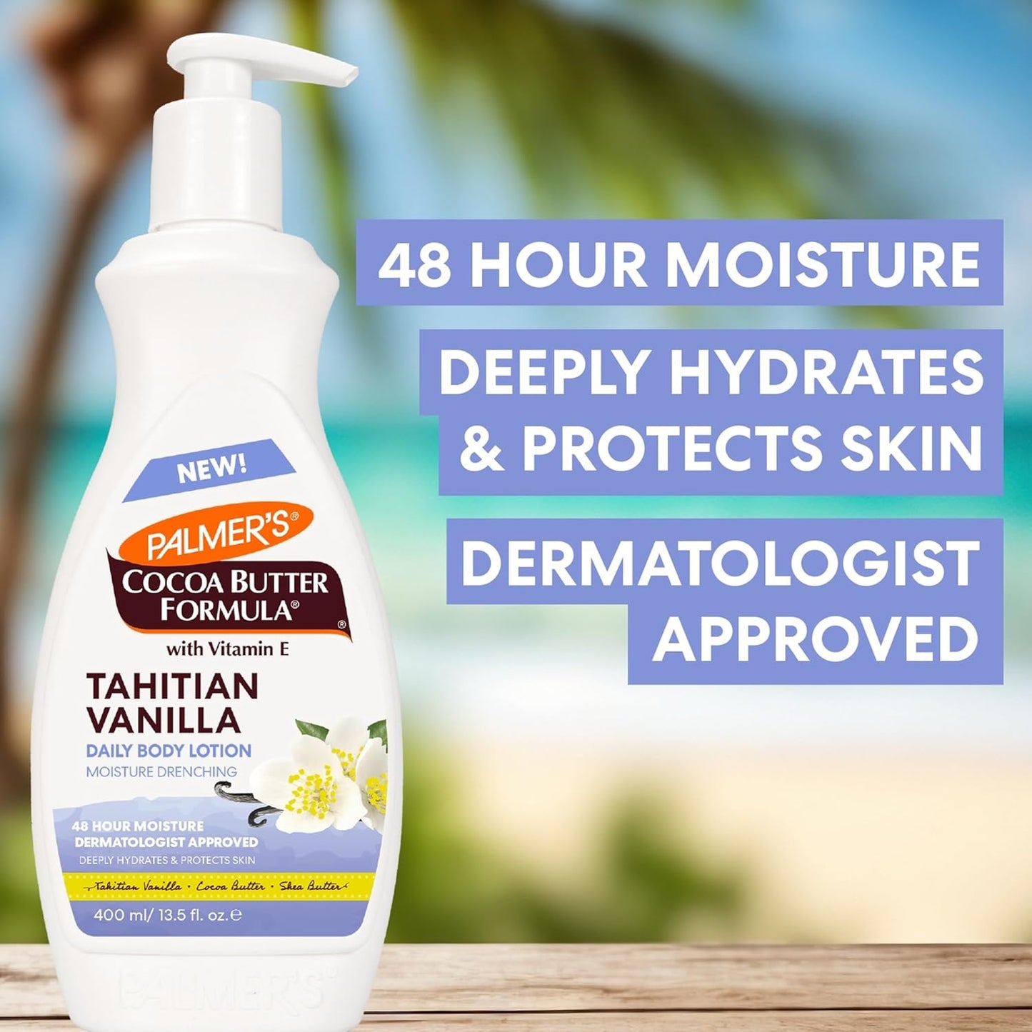 Palmer's Cocoa Butter Formula Tahitian Vanilla Body Lotion, 13.5 Oz, Daily Moisturizing Lotion for Dry Skin with Shea Butter & Vitamin