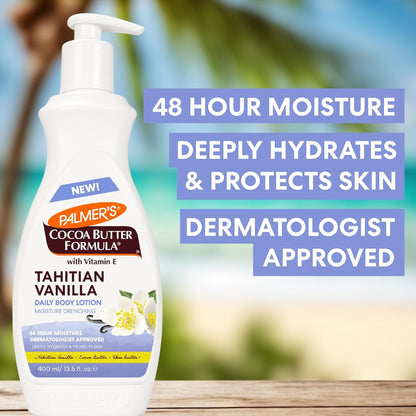 Palmer's Cocoa Butter Formula Tahitian Vanilla Body Lotion, 13.5 Oz, Daily Moisturizing Lotion for Dry Skin with Shea Butter & Vitamin