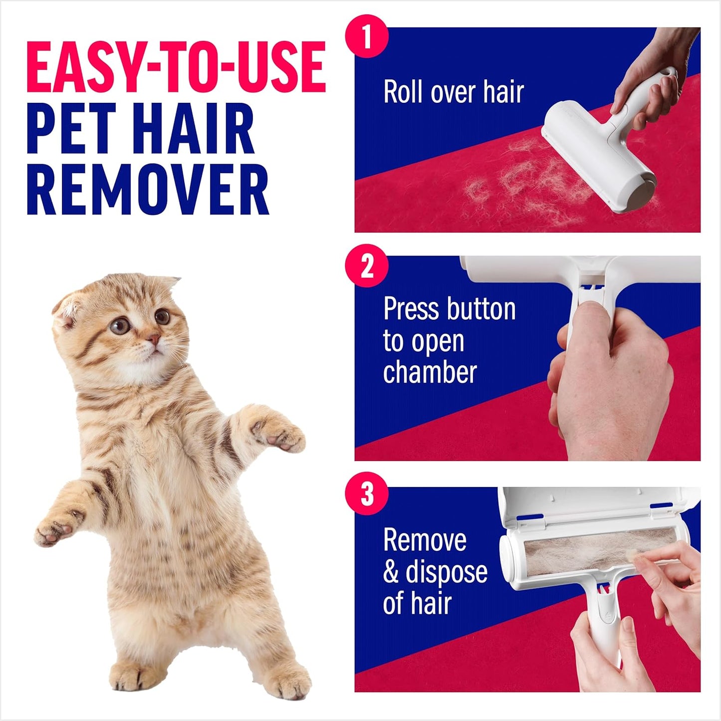ChomChom Roller Pet Hair Remover Original Size Reusable Lint Roller for Cat & Dog Hair on Furniture, Couch, Carpet, Car, Rugs & Bedding