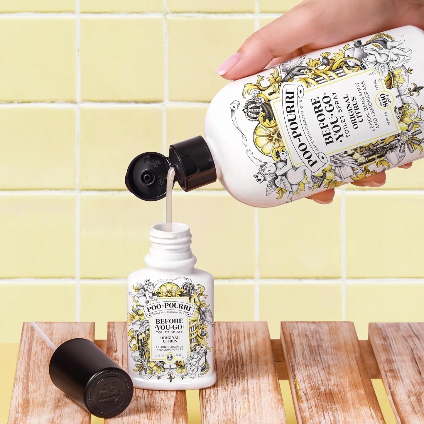 Poo-Pourri Before-You-Go Toilet Spray, Lavender Vanilla, 2 Fl Oz, Up to 100 Uses, Bathroom Odor Deodorizer with Essential Oils for Home or