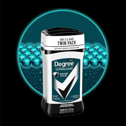 Degree Men UltraClear Antiperspirant Deodorant Black+White 2 Count 72-Hour Sweat & Odor Protection Antiperspirant For Men With MotionSense Technology
