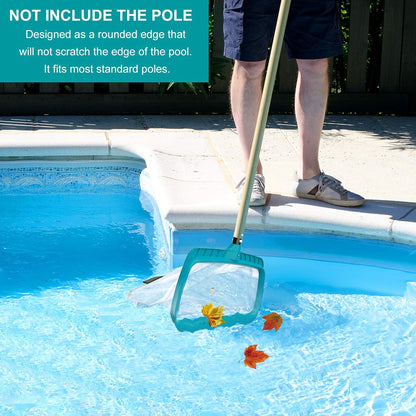 POOLWHALE Professional Pool Skimmer Net, Heavy Duty Swimming Leaf Rake Cleaning Tool with Deep Fine Nylon Mesh Net Bag - Fast