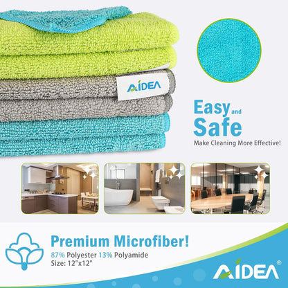 AIDEA Microfiber Cleaning Cloth-50PK, Soft Microfiber Towels for Cars, Absorbent Cleaning Rags, Lint-Free Streak-Free Wash Cloths for House