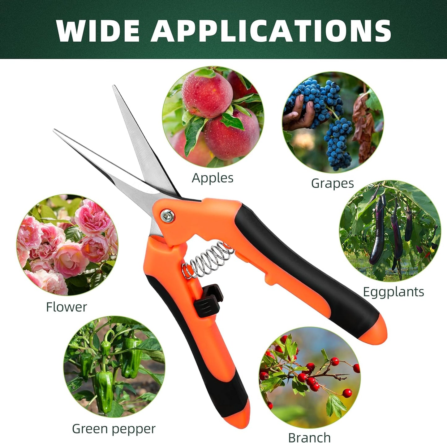 EWPJDK 3 Pack Garden Pruning Shears, Stainless Steel Shears, Gardening Shears, Scissors, Garden Clippers, Pruning