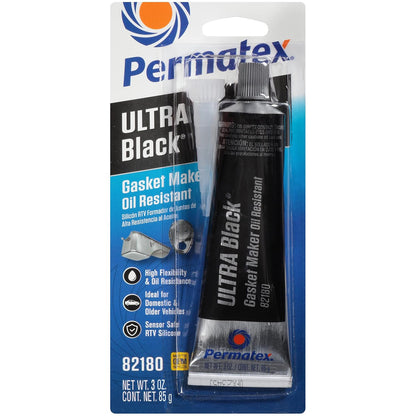 Permatex 82180 Ultra Black Maximum Oil Resistance RTV Silicone Gasket Maker, Sensor Safe and