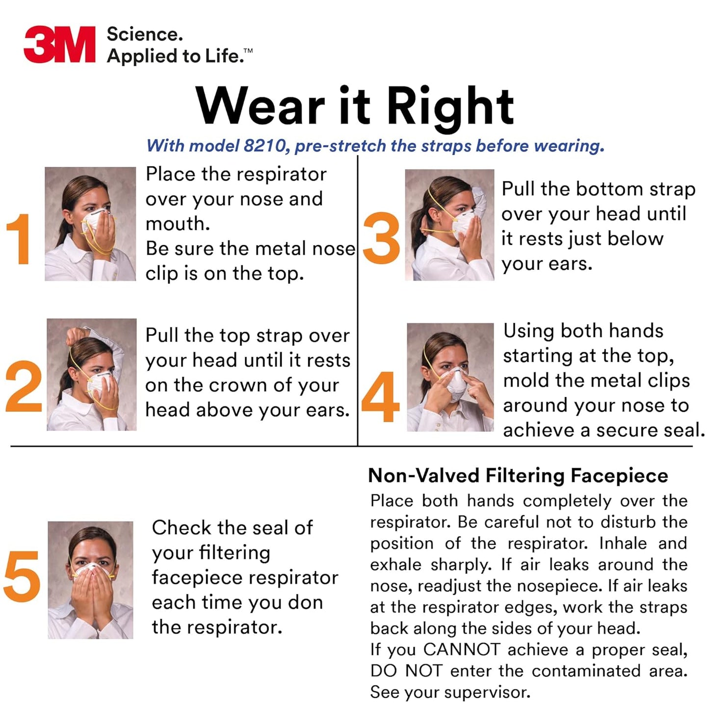 3M 8210 Particulate Respirator, N95, Pack of 20 Disposable Respirator, NIOSH APPROVED, Two-Strap Cup Style