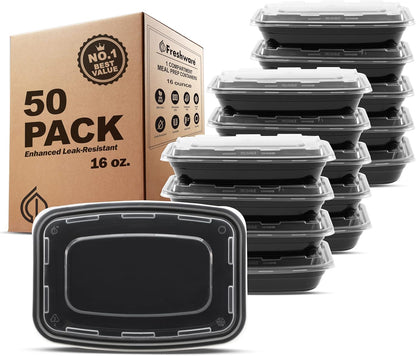 Freshware Meal Prep Containers [50 Pack] 1 Compartment Food Storage Containers with Lids, Bento Box, BPA Free