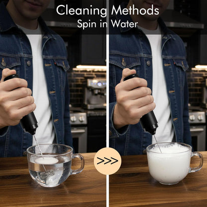 Rechargeable Milk Frother Handheld, 2-IN-1 Dual Spring Whisk Electric Frother Wand for Cappuccino Latte Macchiato, Portable Drink Mixer for