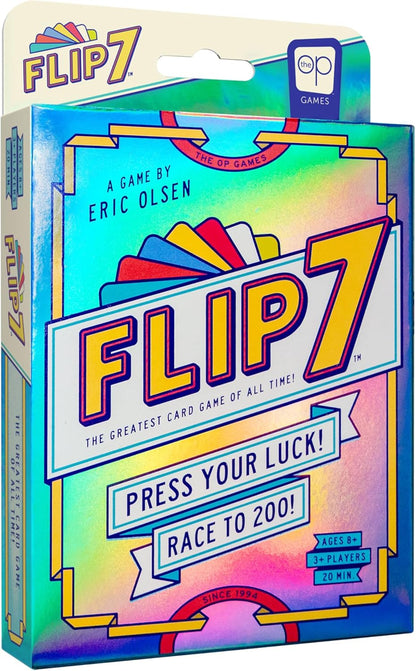 USAOPOLY Flip 7, The Ultimate Blend of Press Your Luck & Strategy, Fast-Paced Addictive Card Game,Quick to Learn & Easy to