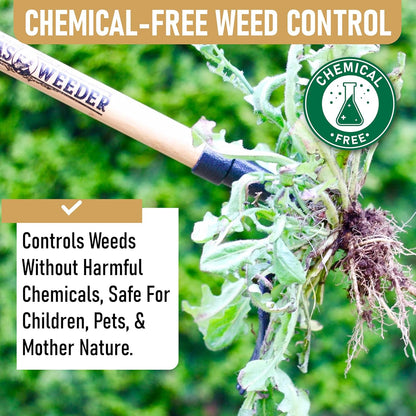 Grampa's Weeder - The Original Stand Up Weed Puller Tool with Long Handle - Made with Real Bamboo & 4-Claw Steel Head Design - Easily Remove Weeds