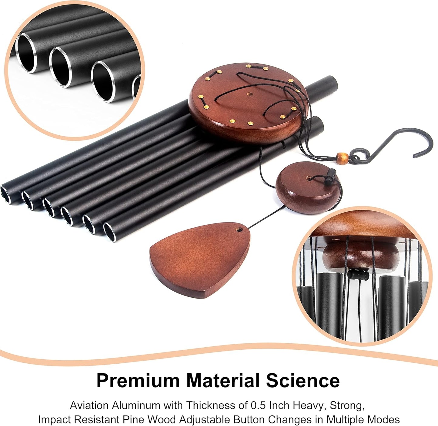Bursvik Large Aluminium Wind Chimes 37" to Create a Zen Atmosphere Suitable for Outdoor